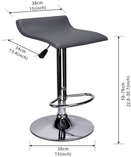 _2 High Height stools Set of 2 Swivel Bar and Kitchen Stool with Footrest