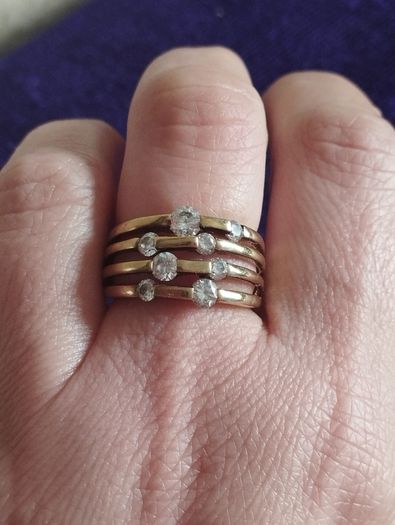 925 Sterling Silver Ring with Gold Plated Cubic Zirconia.