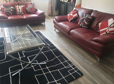 Glass and chrome coffee table