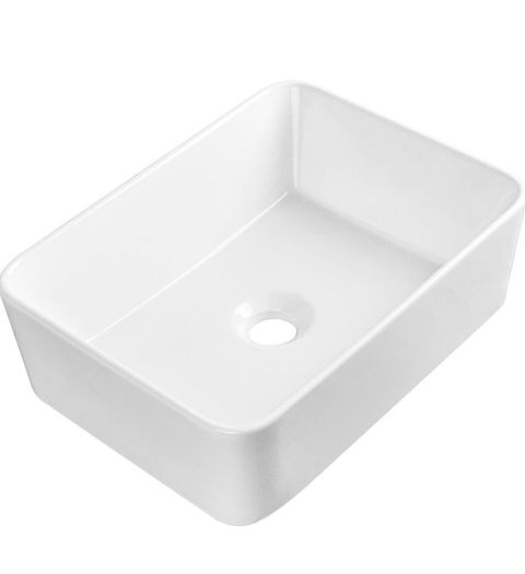White Rectangular Countertop Sink 40.5x30.5x13cm Countertop Basin, Smooth Glazed Surface, Cloakroom & Toilet Use, Easy Clean, Modern Bathroom Design