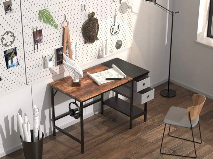 Computer Desk, Office Work Desk for student and worker, Writing Desk with drawer and Headphone Hook, Laptop Table with shelves, Modern Style Desks for Bedroom, Home 100x50x75cm (FREE POSTAGE)