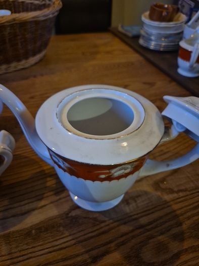 Antique Chinese Teapot, sugar bowl and milk jug.
