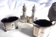 Art Deco sterling silver 154g cruet salt pepper set 1911 1914