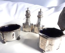 Art Deco sterling silver 154g cruet salt pepper set 1911 1914