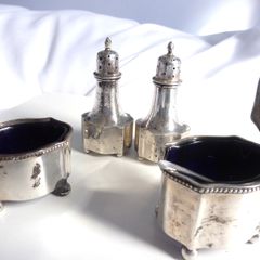 Art Deco sterling silver 154g cruet salt pepper set 1911 1914