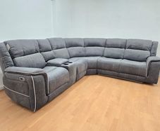 Hannan Electric Grey Fabric Recliner Sofa