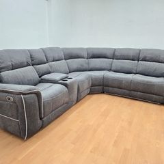 Hannan Electric Grey Fabric Recliner Sofa
