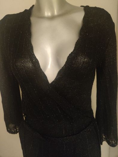Awear black/ silver lurex wrap dress dress size UK10/12 EU38/40 Postage included