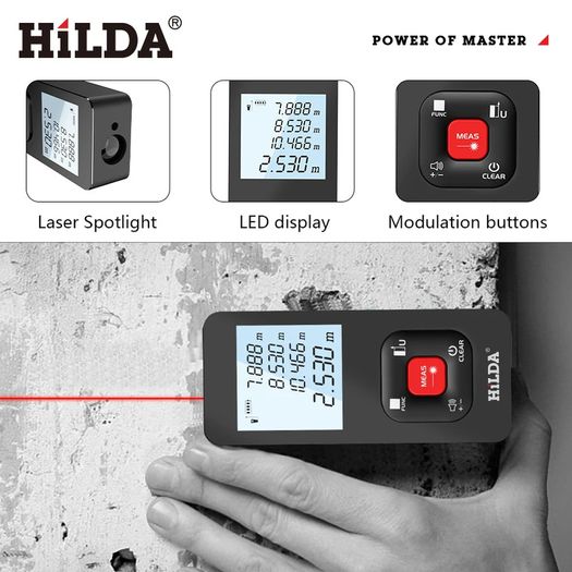 HILDA Laser Distance 50M CJ390 Rangefinder Profesional Meter Laser Range Finder Ruler Test Tool
