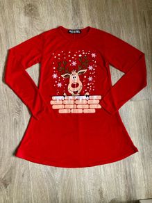 girls christmas jersey dress, 9-10y