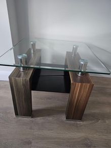 Glass & Wood Side tables x 2