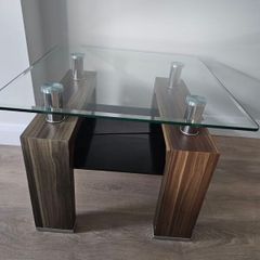 Glass & Wood Side tables x 2