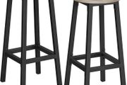 High Stools, Set of 2, Bar Chairs, Kitchen Seat, Steel Frame, Height 65 cm, Easy Assembly, Industrial Style