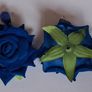 Realistic Navy Extravagant Rose with Raffia Woven Stud Earrings Image 4