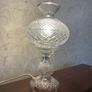 Elegant vintage cut glass electric table lamp in a classic hurricane Image 4