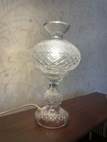Vintage Waterford Crystal Alana / Inishmaan Hurricane Table Lamp  14inch