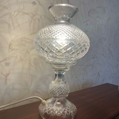 Vintage Waterford Crystal Alana / Inishmaan Hurricane Table Lamp  14inch