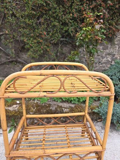 Mid Century Rattan Bamboo Table