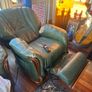 Forest Green Leather Sofa Image 5
