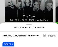 1 General Admission Ticket for The Cure at Marlay Park Fri 26th June
