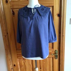 BNWTS Next Ladies Linen Blend Blue Blouse Size 14 including postage