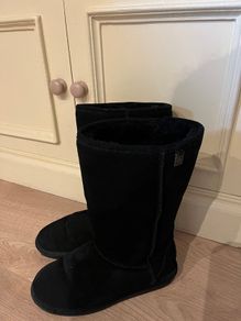 Black Bearpaw Leather Suede Sheepskin Wool Boots