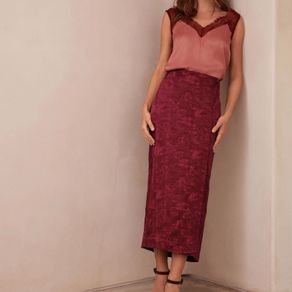 next plus size 20 burgundy red satin skirt postage included