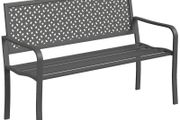 2-Seater Metal Garden Bench Weatherproof Outdoor Bench with Rust-Resistant Backrest, Geometric, up to 240 kg