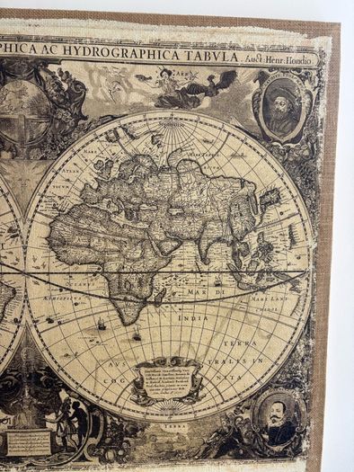 Large decorative canvas wall art print featuring a 1630 historic world map