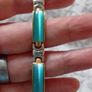 Bracelet & Clip on Brooch Set, Silver, Gold & Vibrant Teal in Colour Image 3