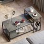 Coffee Table Set Modern Coffee Table with Adjustable Storage Shelf 123CM Industrial Sofa Side Tables for Living Room Modern Nesting Tables Rustic Brown (FREE POSTAGE) Image 2