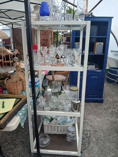 large collection of glassware