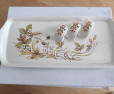 Vintage St.Michael Harvest melamine sandwich tray & 3 napkin rings
