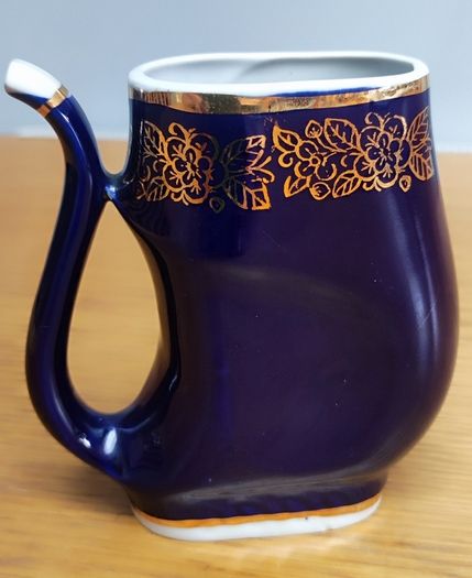 Porcelain Sippy Cup, Cobalt Blue and Gold