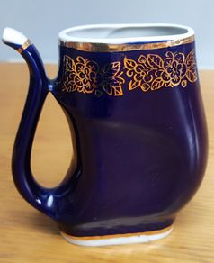 Porcelain Sippy Cup, Cobalt Blue and Gold