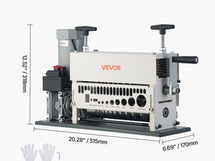 Electric Wire Stripper Machine, 1.5-40 mm, 11 Channel Automatic Copper Cable Stripper, 370W Wire Stripper Tool with Manual Hand Crank Mode, Emergency Stop Button, for Scrap Copper Recycling