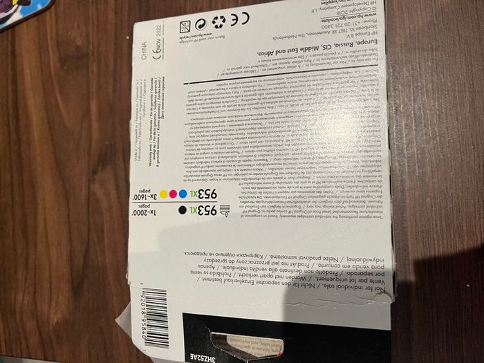 Set of Hp 963xl ink colour cartridges