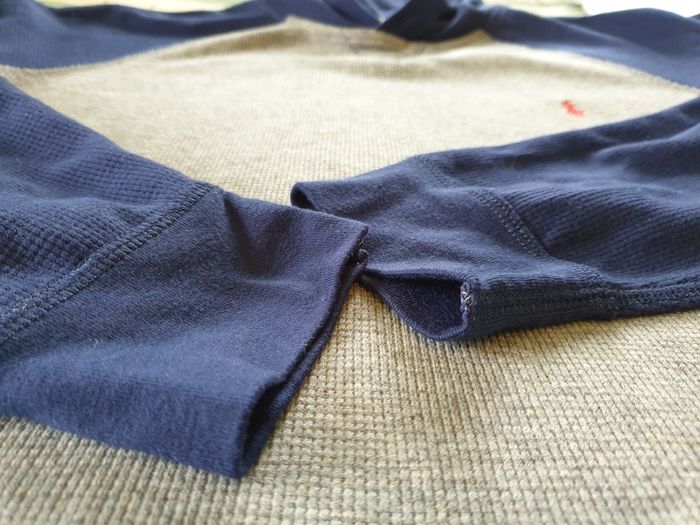 Ralph Lauren Boys Sweatshirt Gray Hoodie Navy Sleeves 10 to 12 Years Large