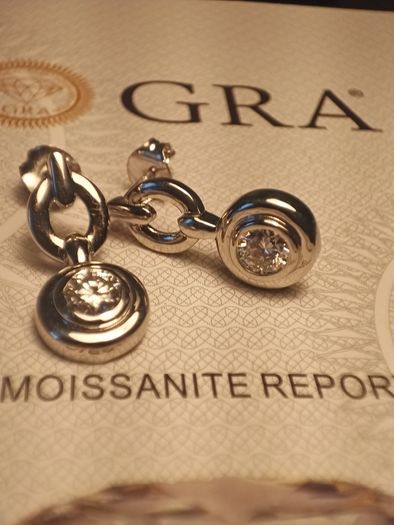 Rhodium Plated Sterling Silver Moissanite Drop Earrings