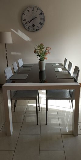 Calligaris dining table and 6 chairs