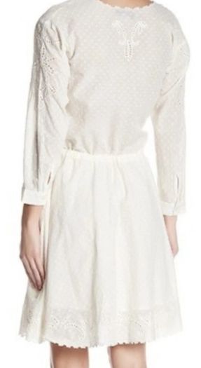 The Kooples Women's White Stitched Dots Embroidered Lace Cottagecore Dress M