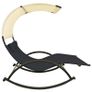 Double Sun Lounger with Canopy Textilene Black and Cream Image 4