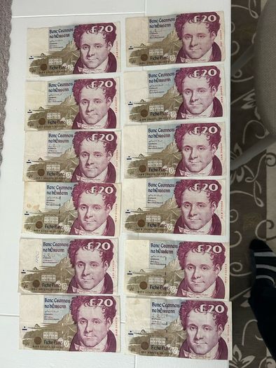 Old Irish Banknote rare At 27 euro each 20 pound note 12pc 1995, two 1993, two 1999, 1992,1994
