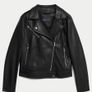 M&S Faux Leather Biker Jacket Size 14 Image 2