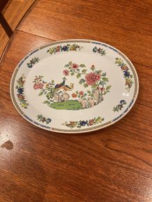 Antique Spode Fine China - Peacock Oval Serving Plate  28 cm by 22.5 cm