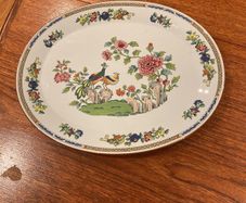Antique Spode Fine China - Peacock Oval Serving Plate  28 cm by 22.5 cm