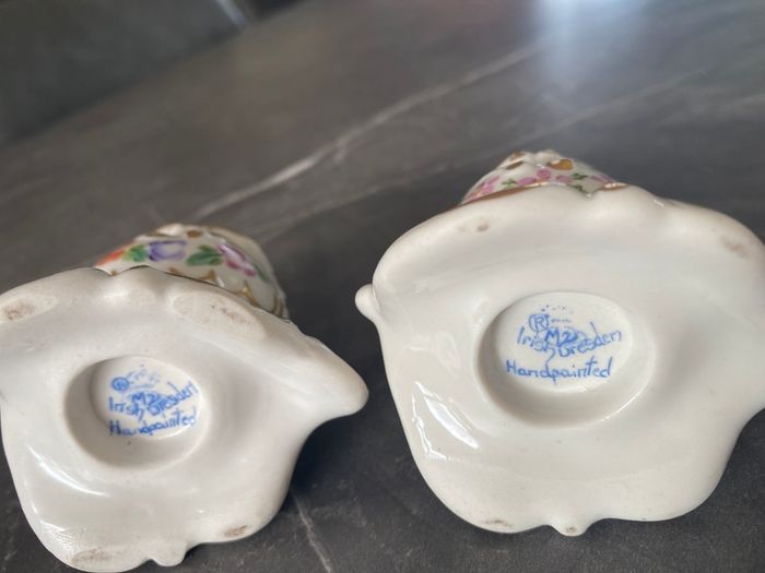 Irish Dresden pretty hand painted candle holders