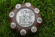 Vintage Hand Carved Wood Zodiac Feng Shui Compass