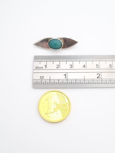 925 Vintage Sterling Silver Turquoise Brooch, 1982