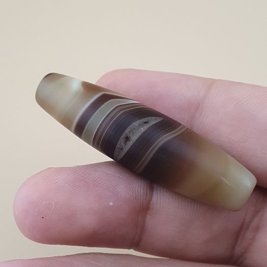 Vintage Middle Eastern Yemeni Suliemani Natural Eye Agate Bead Amulet